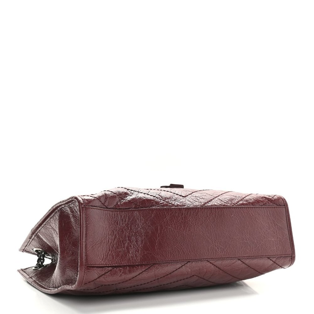 SAINT LAURENT Niki Shopper Tote Crinkled Leather Burgundy Matelasse Monogram MED - Picture 5 of 16